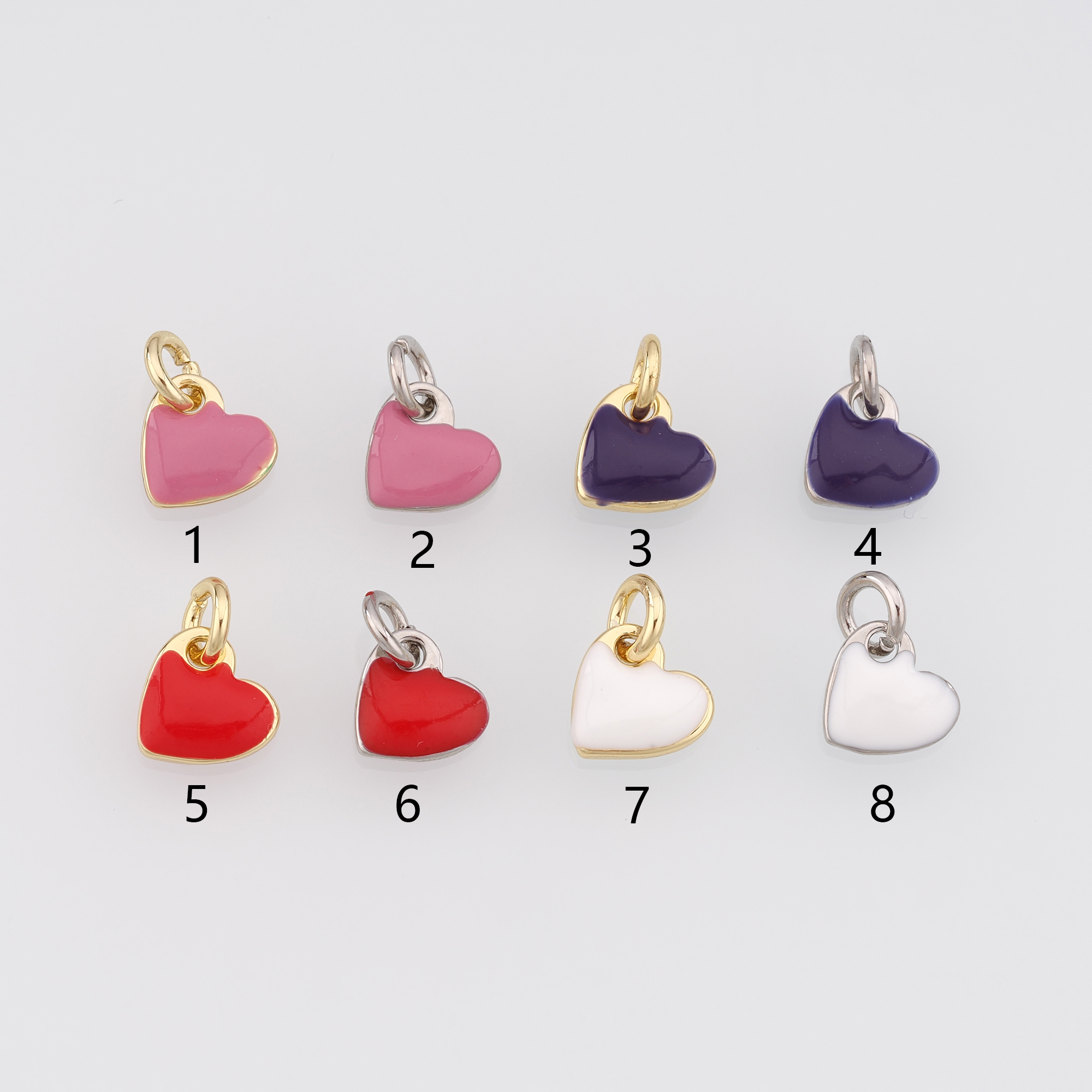 18K Gold Filled Heart Pendant,Enamel Heart Charm Earrings Necklace for DIY Jewelry Making Supply