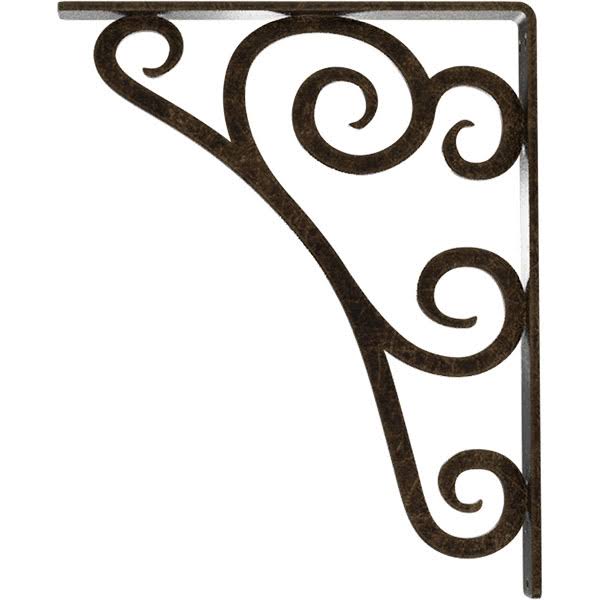 Tristan Wrought Iron Bracket Antiqued Pale Gold 1 1/2x22W x 10x22D x 12x22H - (Single Center Brace)