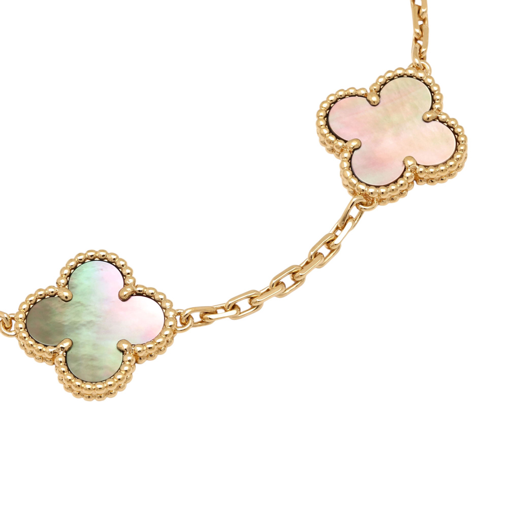 Van Cleef & Arpels Vintage Alhambra 5 Motifs Bracelet 18K Yellow Gold Shell