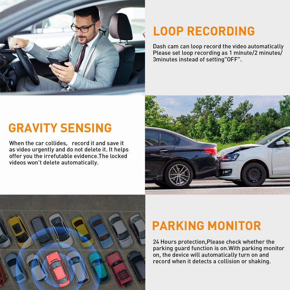 Nexpow Car Dash Cam 3 Channel, 4K Dash Camera Front and Rear, 3