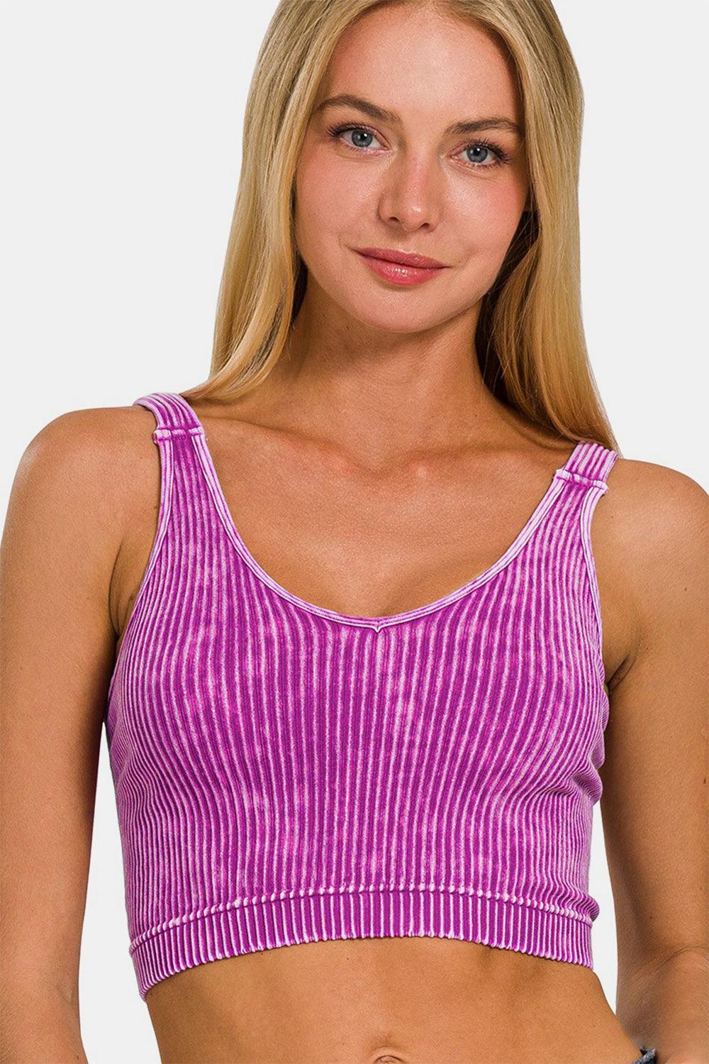 Ribbed V-Neck Cropped Tank TopClistos