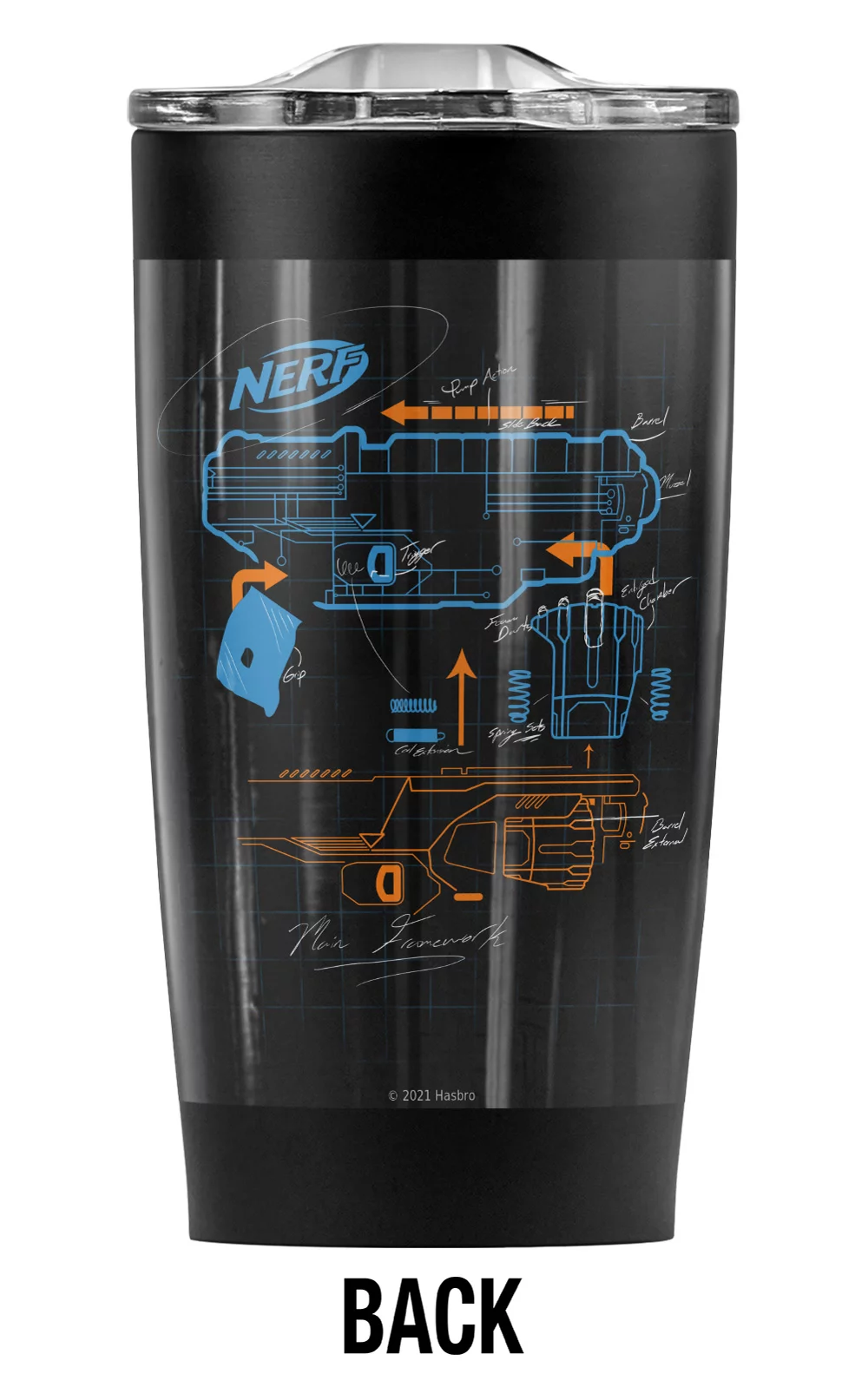 Nerf/Deconstructed Nerf Gun Stainless Steel Tumbler 20 oz Coffee Travel Mug/Cup, Vacuum Insulated & Double Wall with Leakproof Sliding Lid | Great for Hot Drinks and Cold Beverages