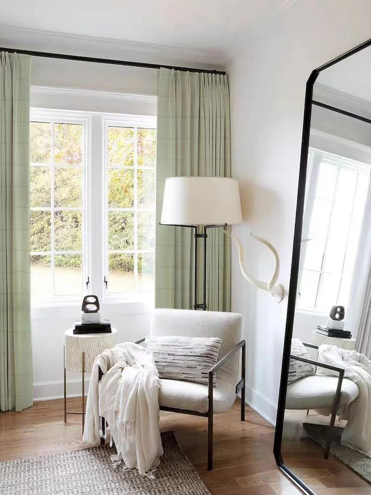 FA012 - Miyake Pleated Series / Oriental Aqua Green Living Room Bedroom Blackout Curtain Roller Blinds Floor-to-Ceiling Curtains