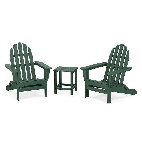 POLYWOOD Classic Folding Adirondack 3Piece Set with Long Island 18