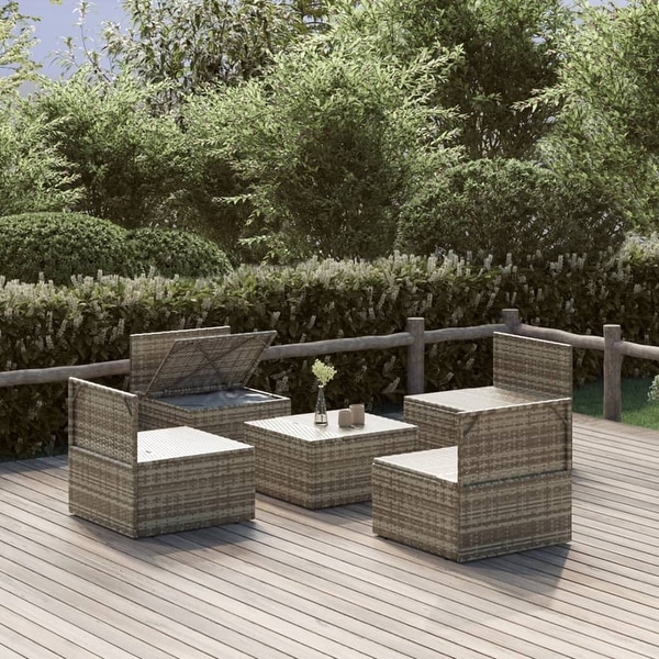 vidaXL 9 Piece Patio Lounge Set with Cushions Gray Poly Rattan