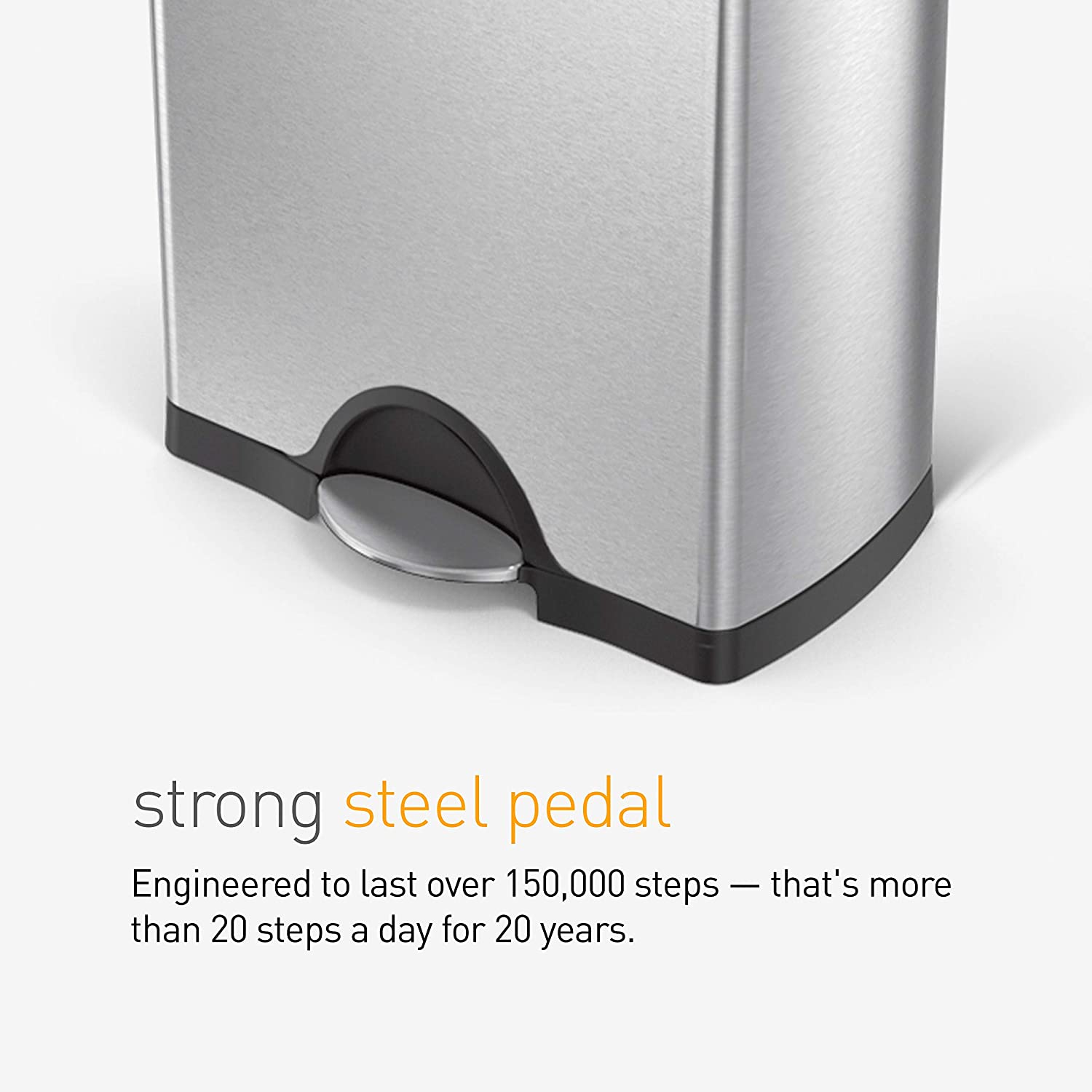38 Liter / 10 Gallon Rectangular Kitchen Step Trash Can, Brushed Stainless Steel