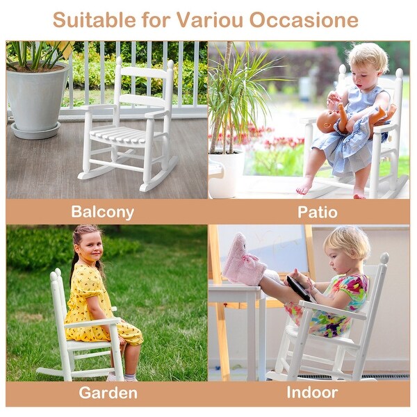 Children's Wooden Rocking Chair White Poplar
