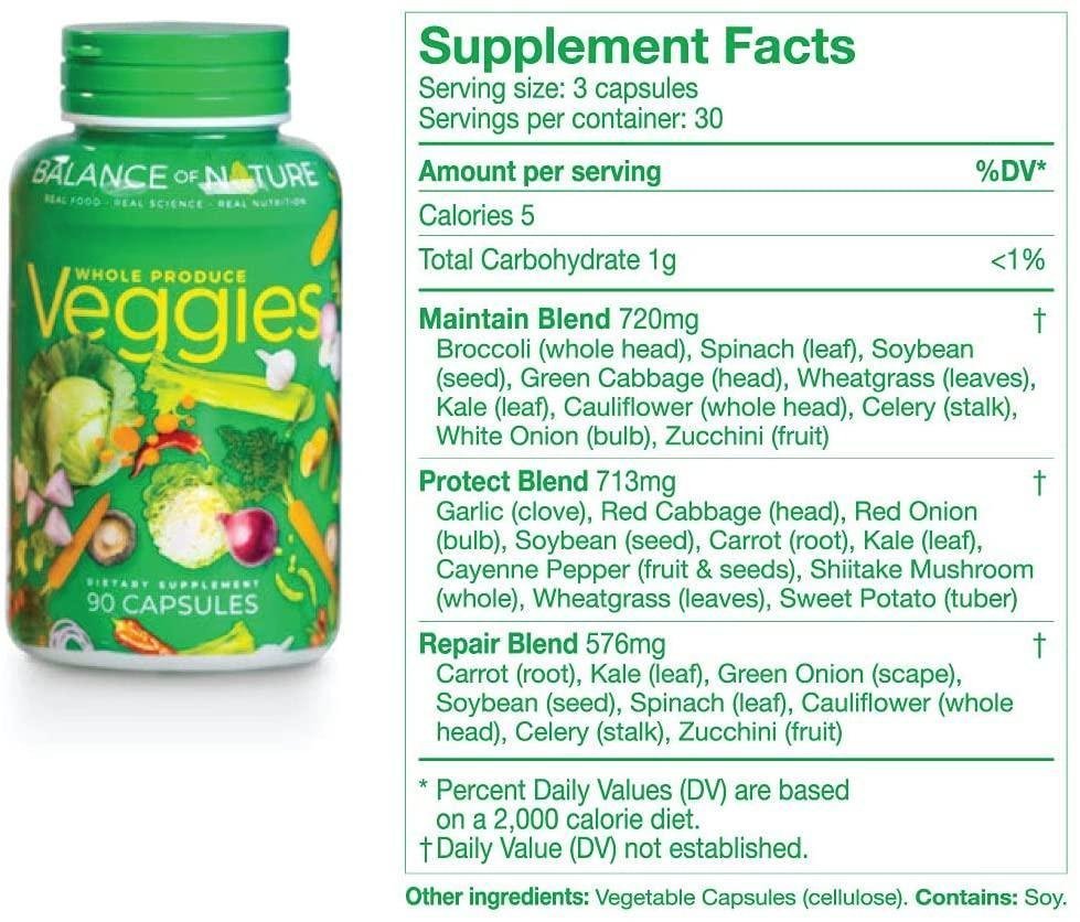 balance-of-nature-Fruit and Vegetable Supplements – 90 Fruits and 90 Veggies Capsules (3-Sets) – Green and Red Superfood, Better Than Multivitamins, No Fillers/Extracts, 100% Natural Whole Food