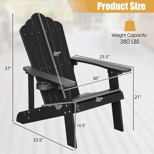 Costway Patio HIPS Adirondack Chair with Cup Holder Weather Resistant