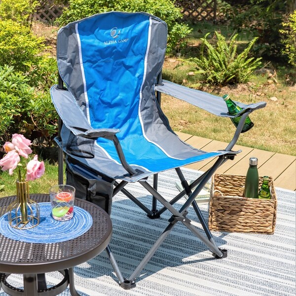 Oversized Camping Folding Chair Padded Arm Chair with Cup Holder