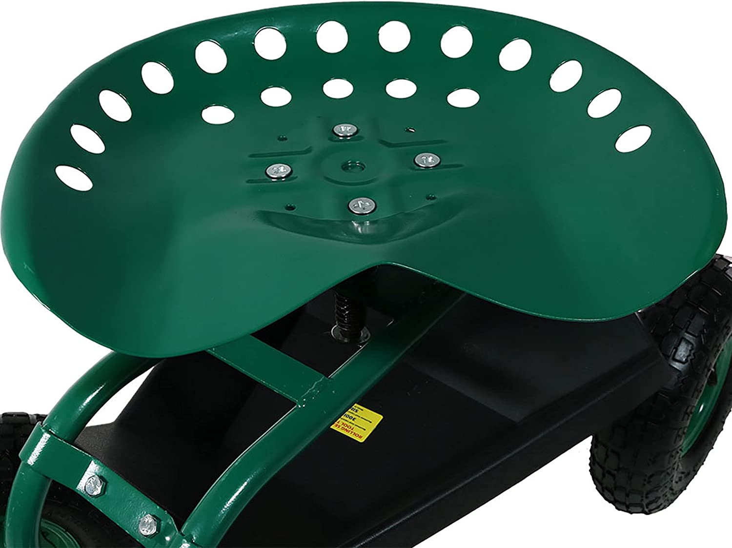 Sunnydaze Garden Cart Rolling Scooter with Extendable Steer Handle, Swivel Seat and Utility Tool Tray, Green