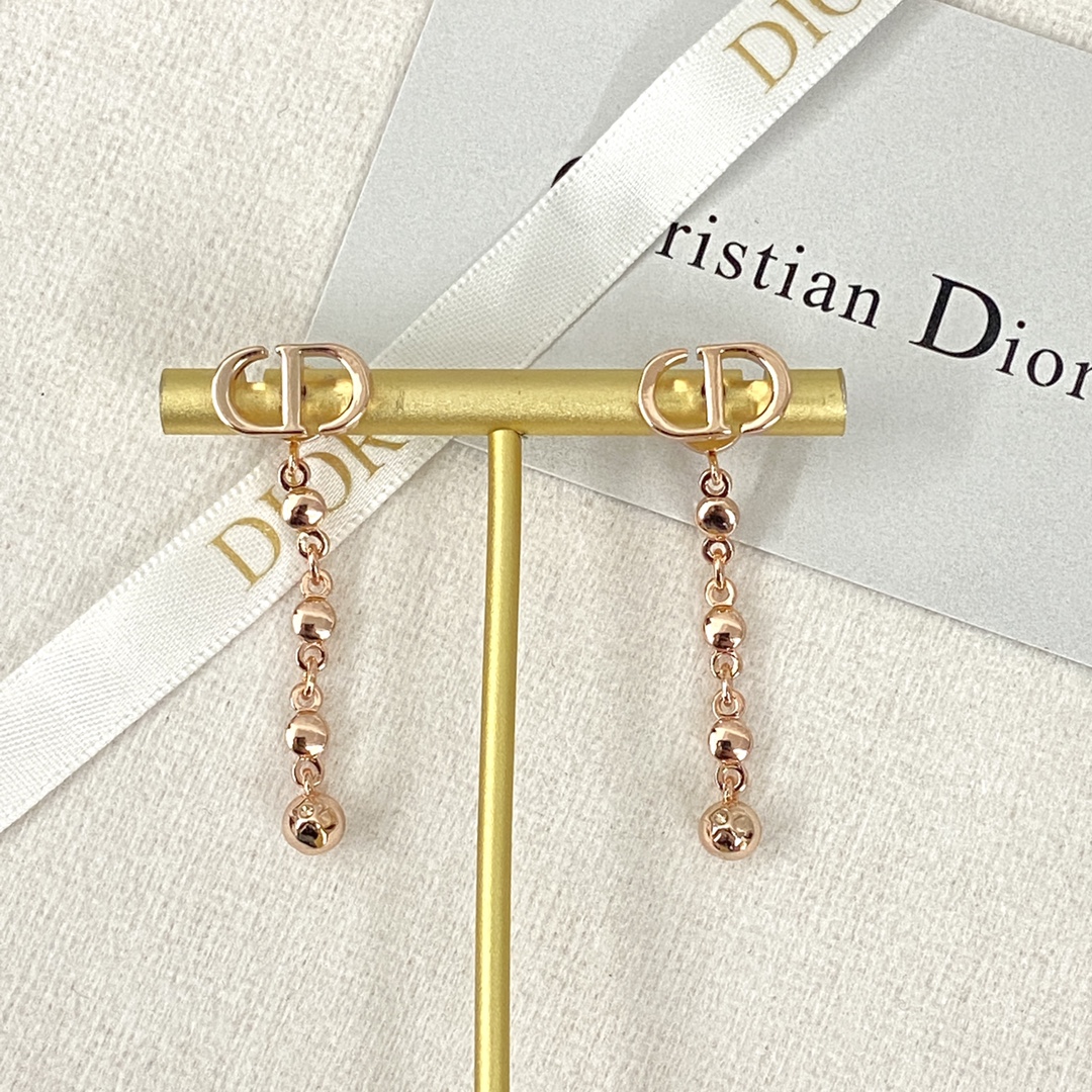 Dior Tassel Drop Gold Ball Earrings - cnluxepick