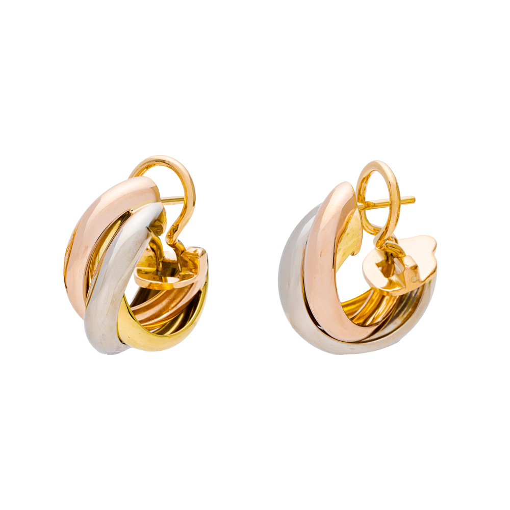 Cartier Trinity Classic Model Earrings Tri-Gold 80083231