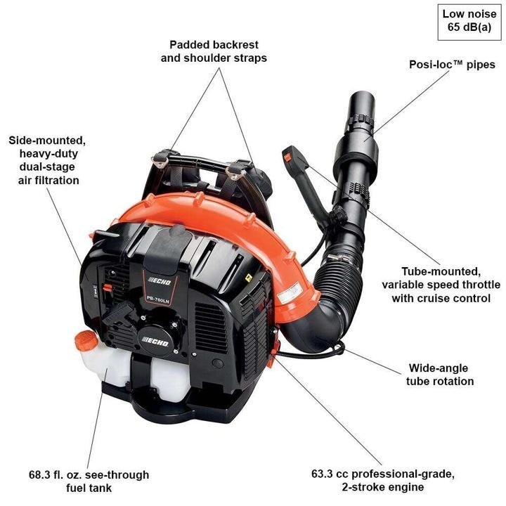 echo-63.3 cc Gas 2-Stroke Cycle Backpack Leaf Blower with Tube Throttle