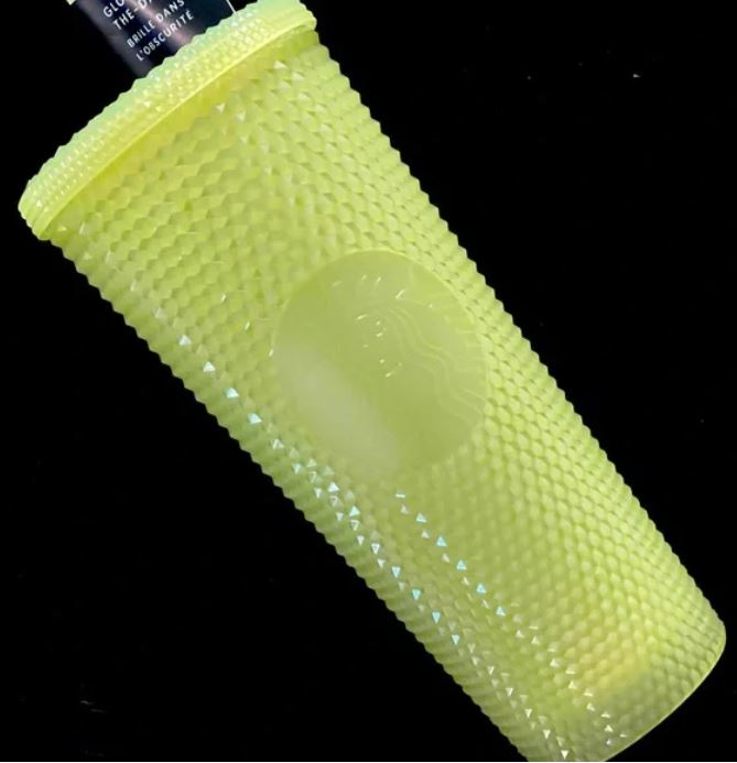 Starbucks Lemongrass Glow in the Dark Studded Yellow Tumblers – Starbucks Neon – 24 oz