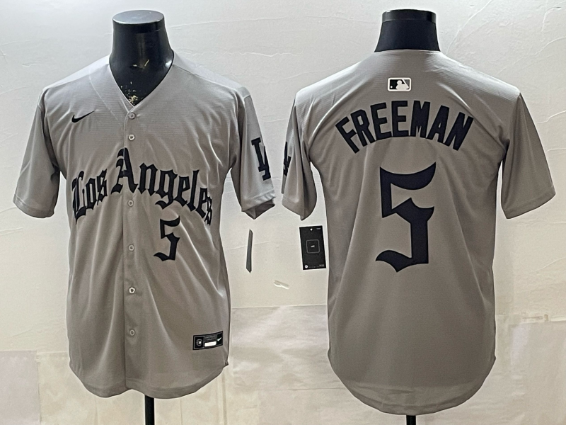Men's Los Angeles Dodgers Freddie Freeman #5 Gray Alternate Replica Jersey