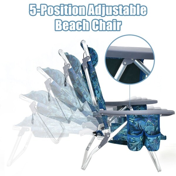 Gymax 2PCS Folding Backpack Beach Chair Reclining Camping Chair