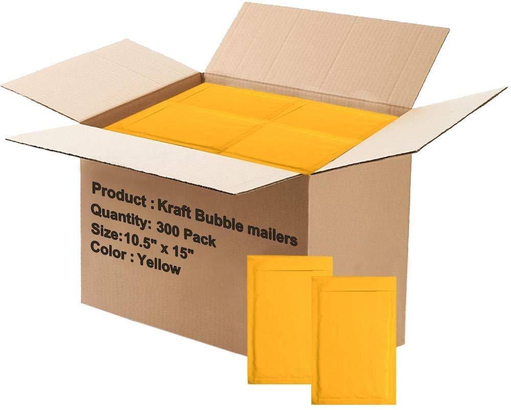 300 Pack Kraft Self Seal Bubble Mailers Padded Envelopes 10.5x22 x 15x22