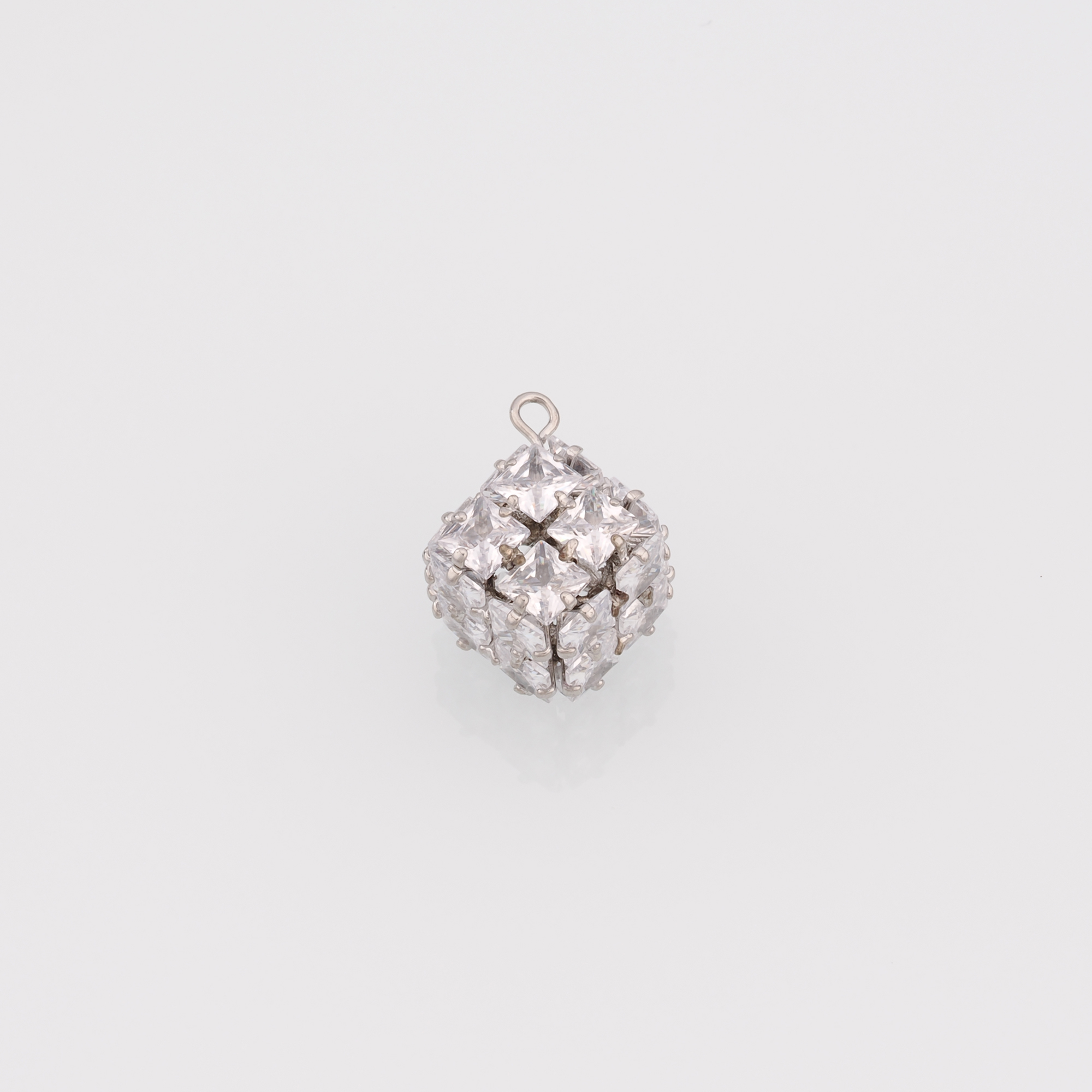 18K Gold Filled Square Pendant,CZ Micro Pave Cube Charm Earrings Necklace for DIY Jewelry Making Supply