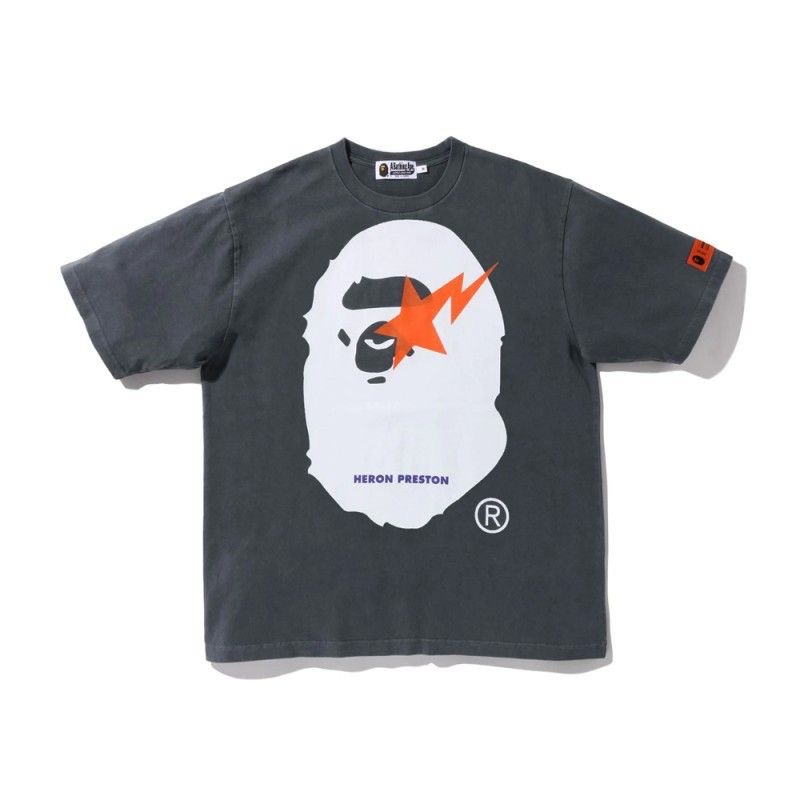 Japanese trendy brand color blocked luminous short sleeved couple loose T-shirt