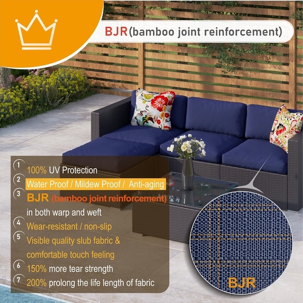 8Seater Fire Pit Table Rattan Sectional Sofa Set