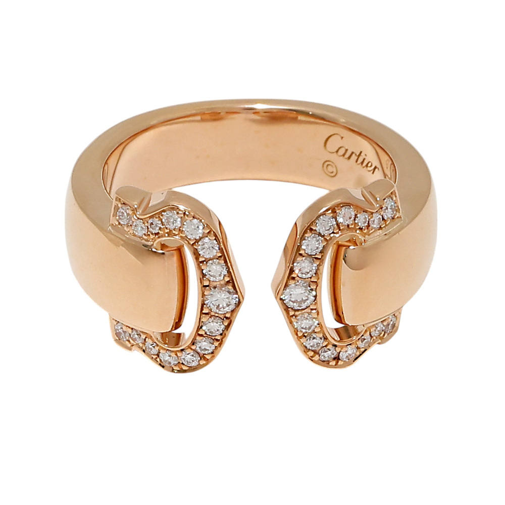 Cartier 2C Boucurse Ring 18K Rose Gold Diamond