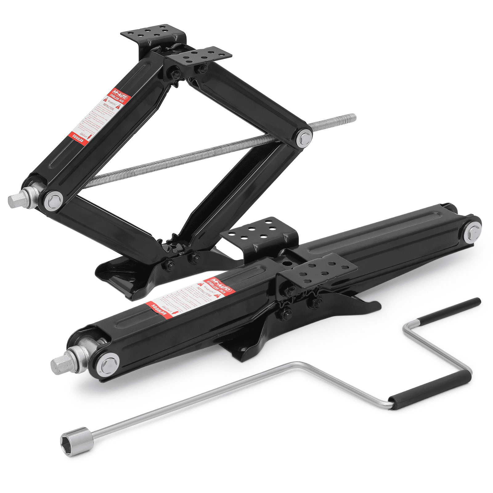 M-AUTO 2-Piece 2.5 Ton Scissor Jack, 5000lbs Heavy Duty Car Jack Lift Kit with Handle, RV Trailer Stabilizer Leveling Scissor Jacks Set, Black