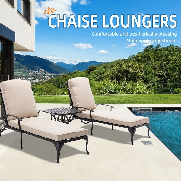 HOMEFUN Aluminum pool edge recliner with wheels that can tilt set of 3