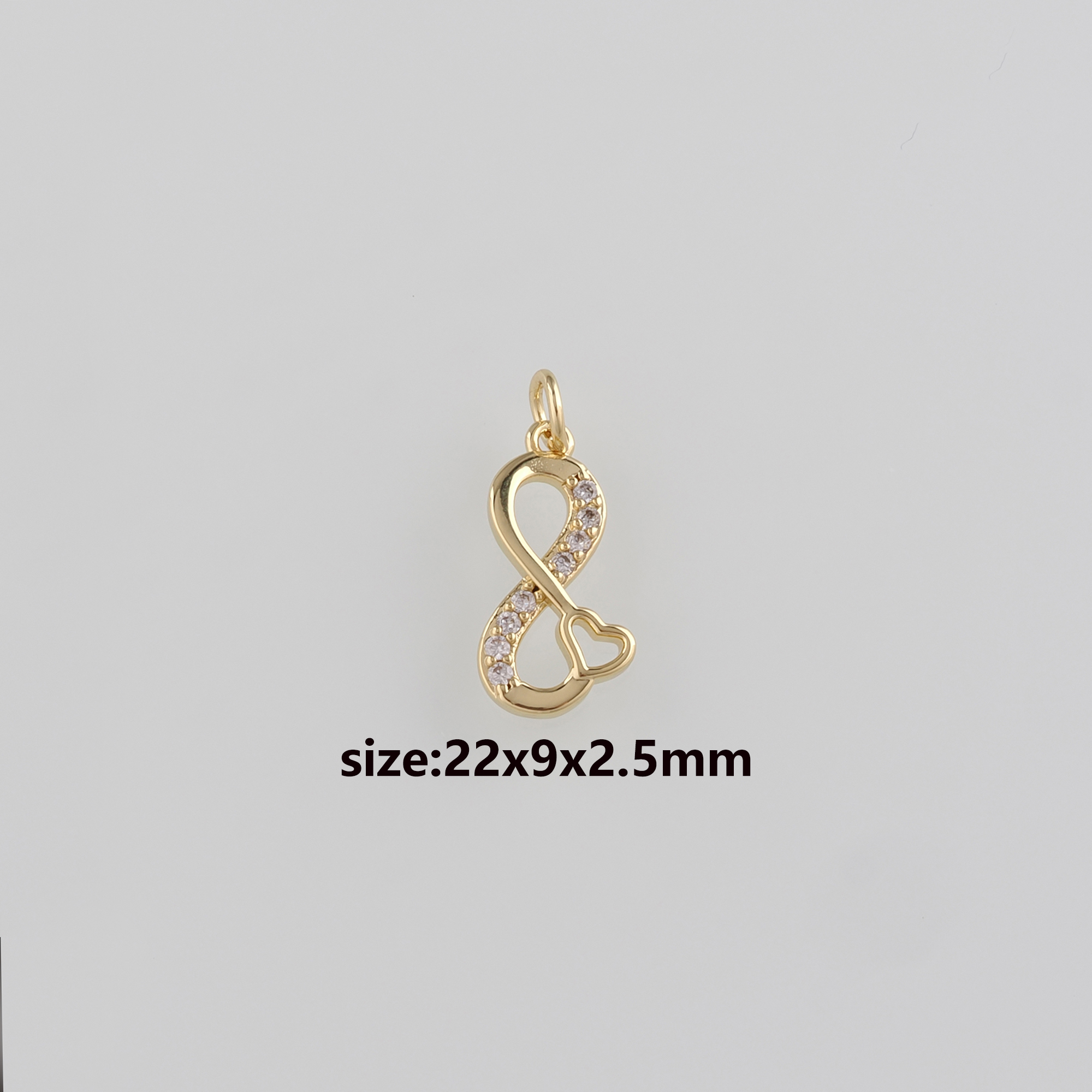 18K Gold Filled Infinity Pendant,CZ Micro Pave Infinity Charm Earrings Necklace for DIY Jewelry Making Supply