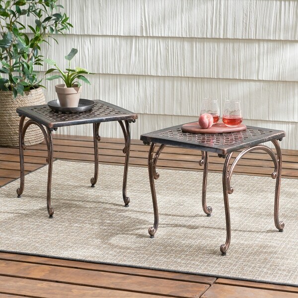 Outdoor garden terrace courtyard square side table,antique style outdoor coffee table made of fabric