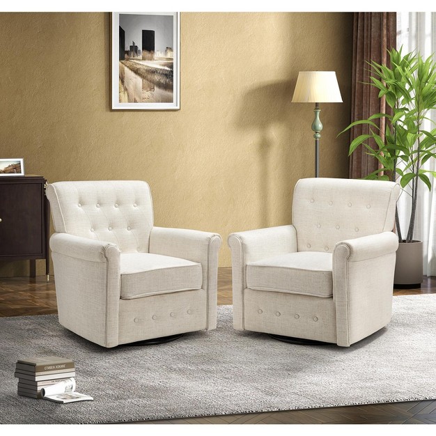 Set Of 2 Eumolpus Swivel Armchair With Metal Base Artful Living Design