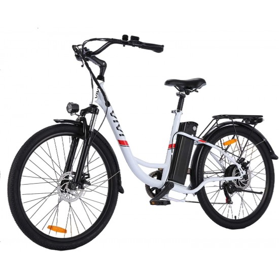 26″ Electric Bikes for Adults, 350W Electric Bicycle with 36V 8Ah Removable Lithium-ion Battery, Men Women Cruiser Bike/City Ebike, 7 Speed Gear, Max Speed 20Mph