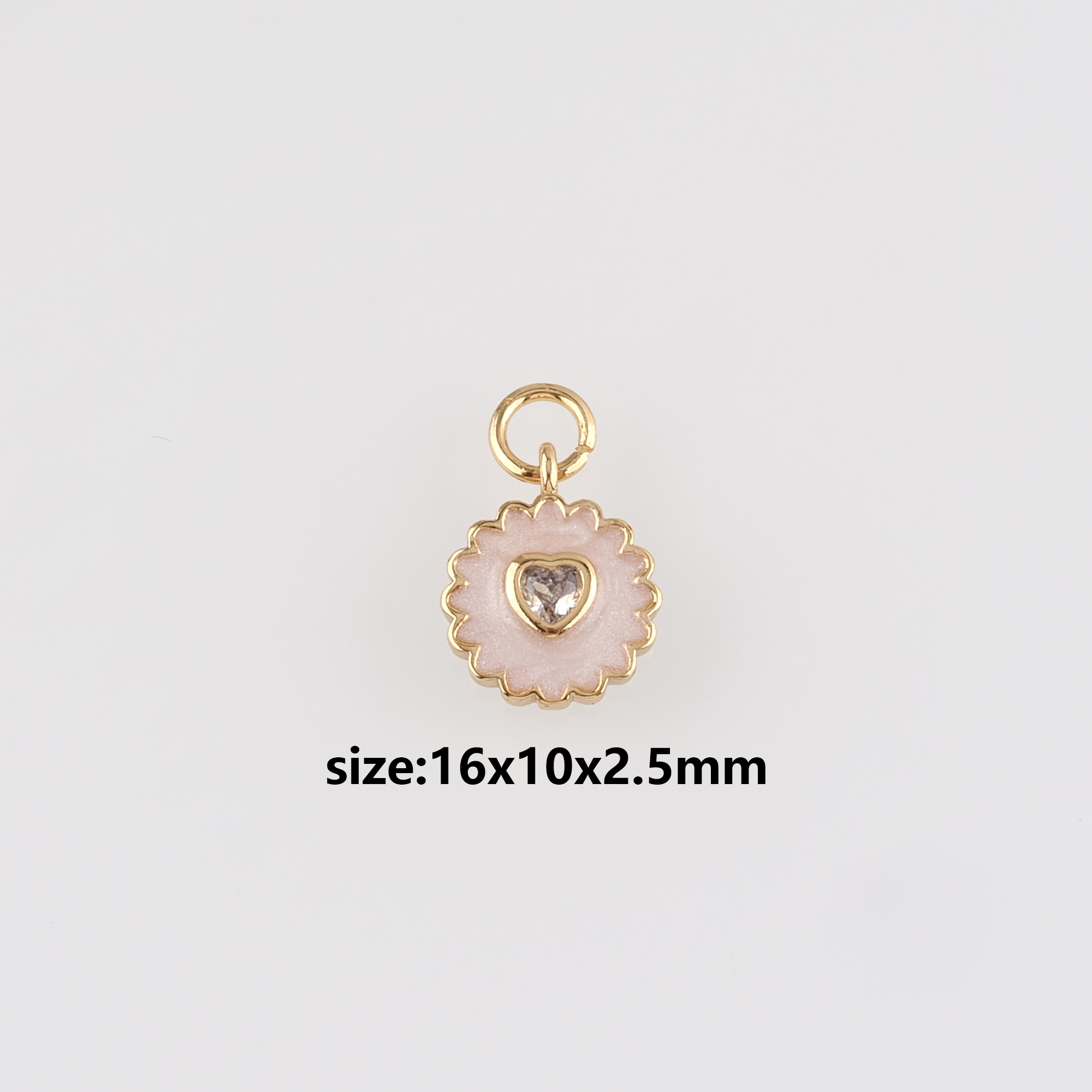 18K Gold Filled Heart Pendant,Enamel Heart Charm Earrings Necklace for DIY Jewelry Making Supply