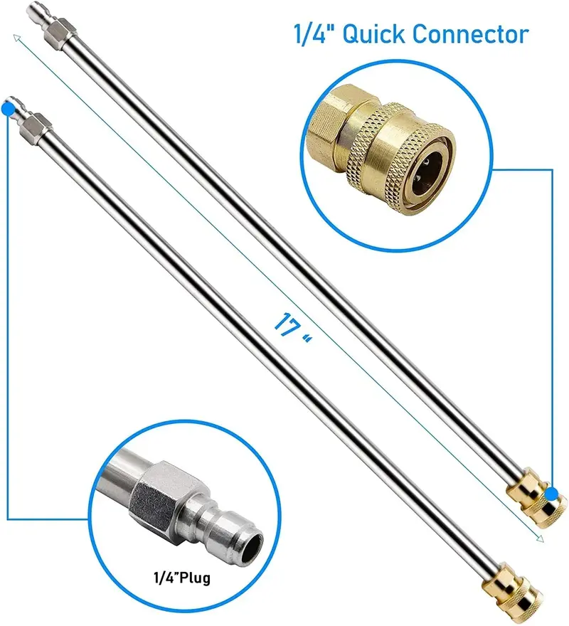 Stainless Steel Quick-Connect Power Washer Attachment Kit – Includes Extension Wands & Nozzles