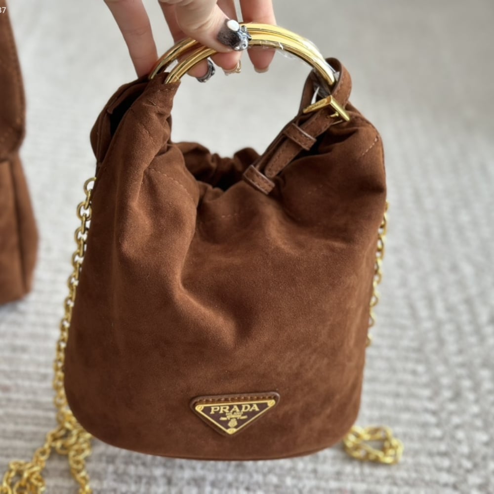 Prada Suede Mini Bag Cocoa Brown 19Cm