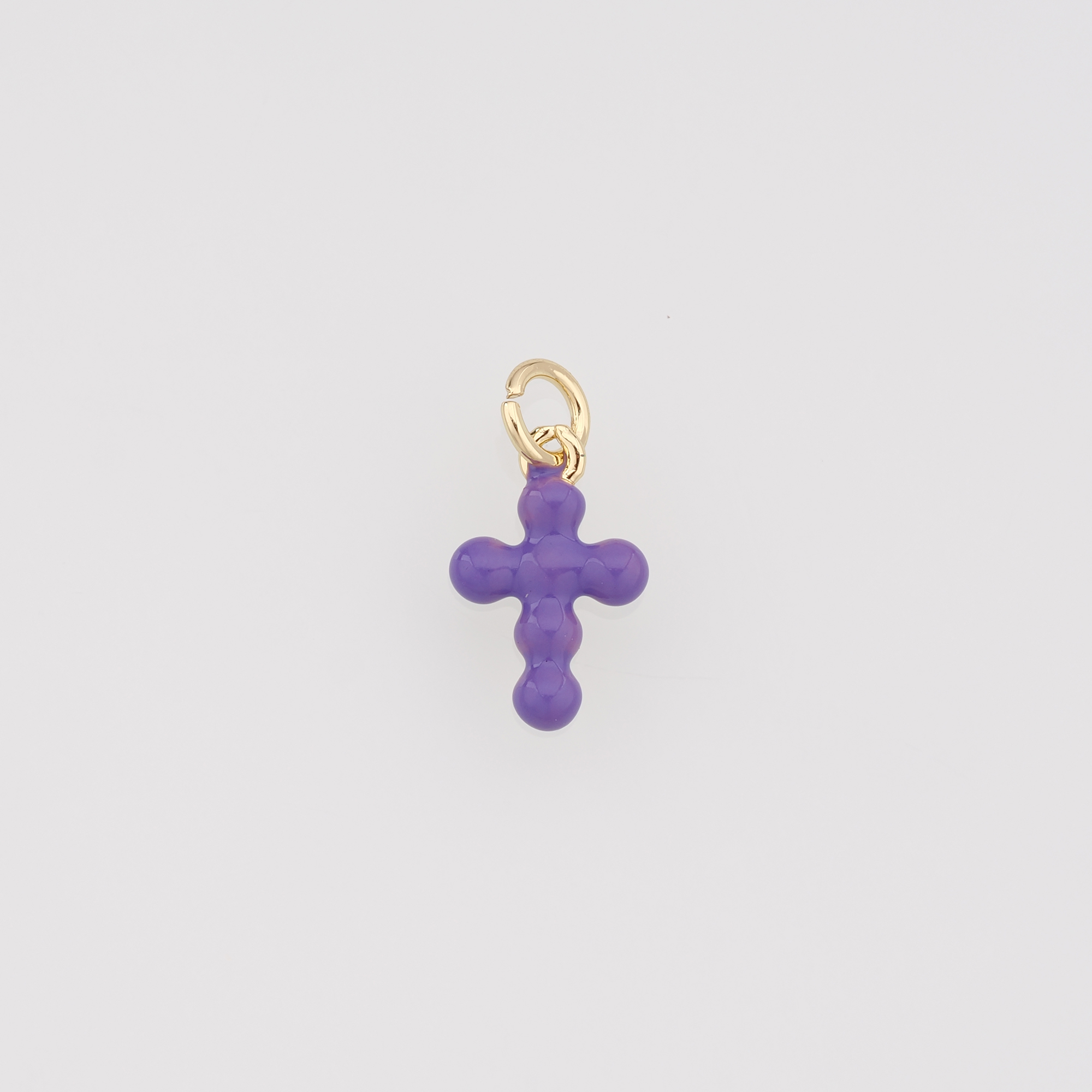 18K Gold Filled Cross Pendant,Enamel Religious Charm Earrings Necklace for DIY Jewelry Making Supply