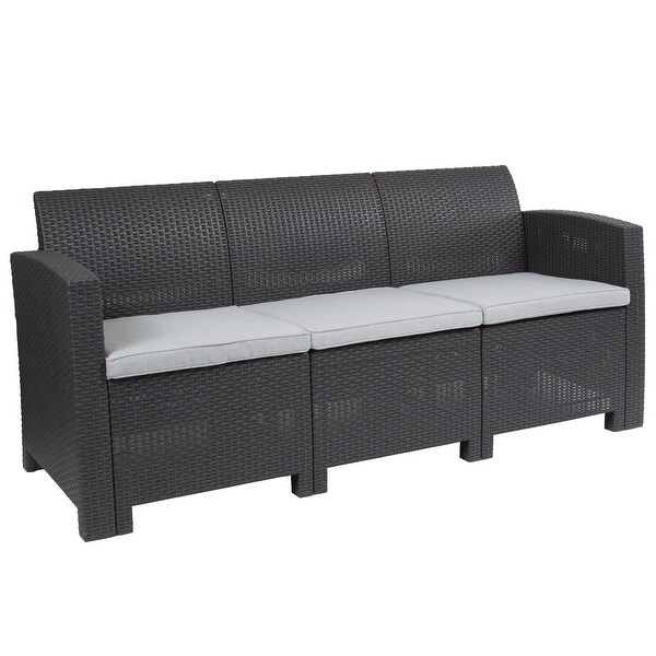 Faux Rattan Sofa with AllWeather Cushions
