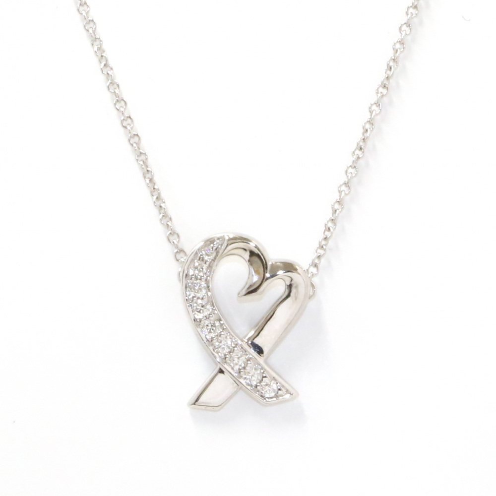 Tiffany & Co. Paloma Picasso Loving Heart Necklace 18K White Gold Diamond
