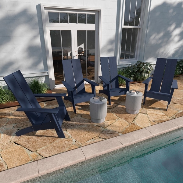 Modern Dual Slat Back Adirondack Style Chairs,Set of 4