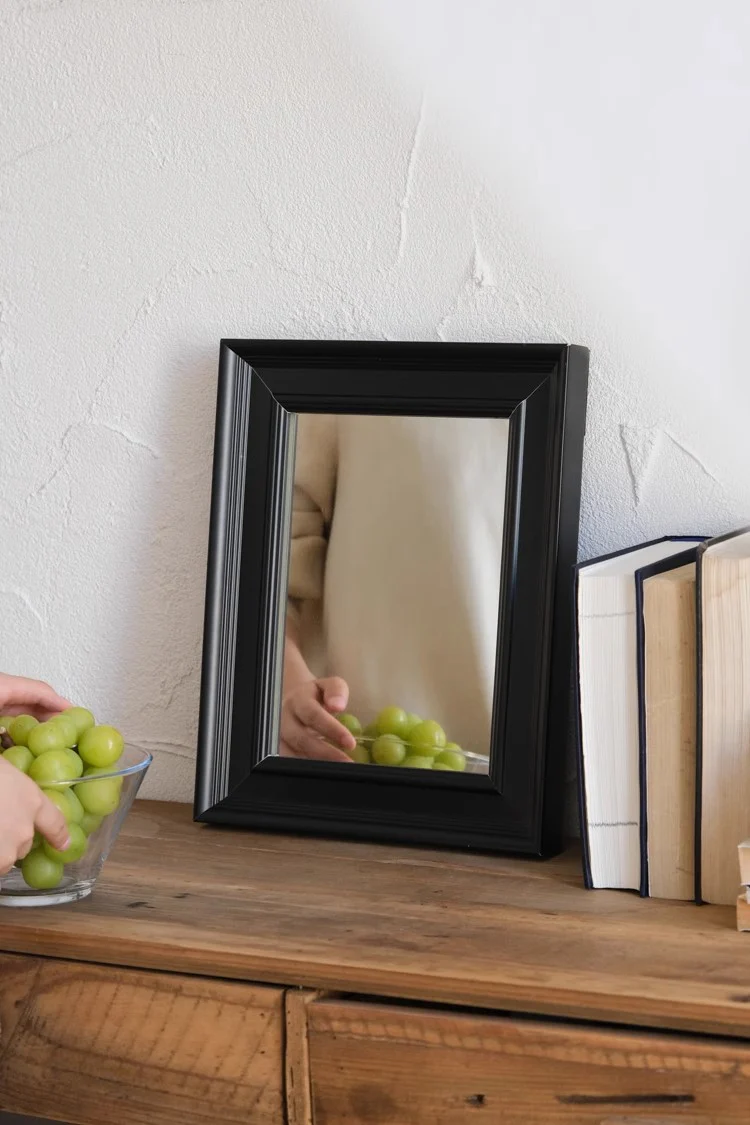 DZ018 - Mandarin Oriental Series Black Pine Frame Entrance Mirror Bathroom Mirror Vanity Mirror Decorative Hanging Painting Half-Length Mirror
