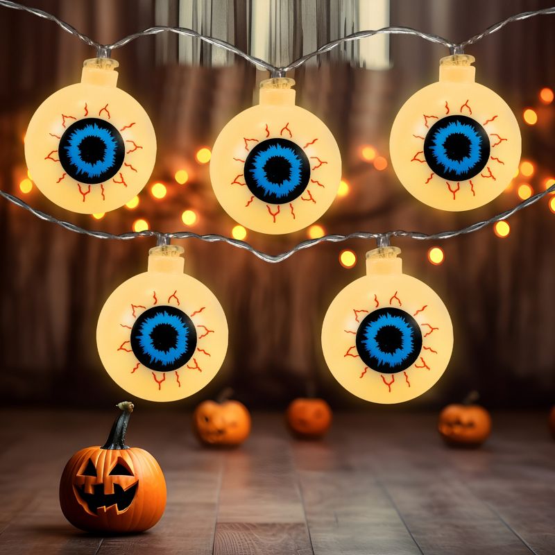 Northlight LED Bloodshot Eyeball Halloween Lights - 4.5' Clear Wire - Warm White Lights - 10pcs