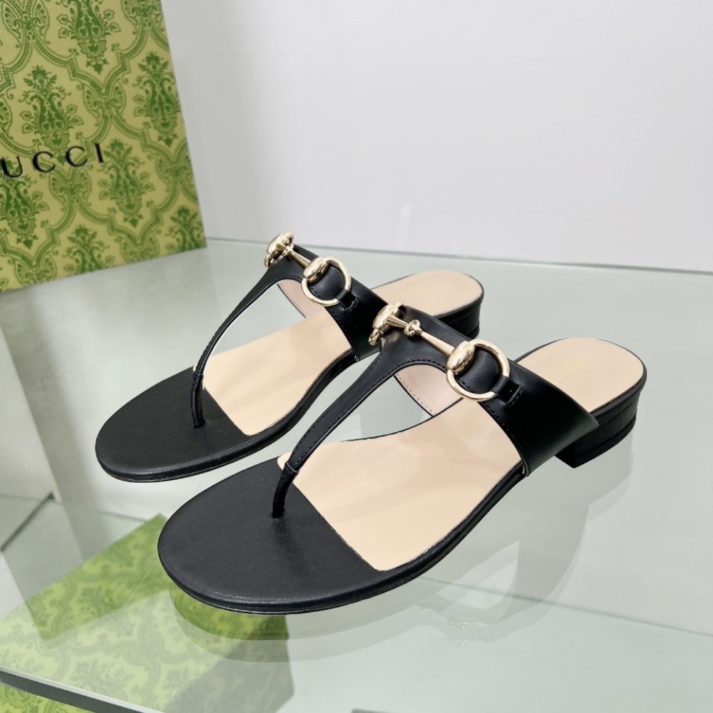 Gucci Women’S Thong Sandal With Horsebit Black ??816590 C9D00 1000