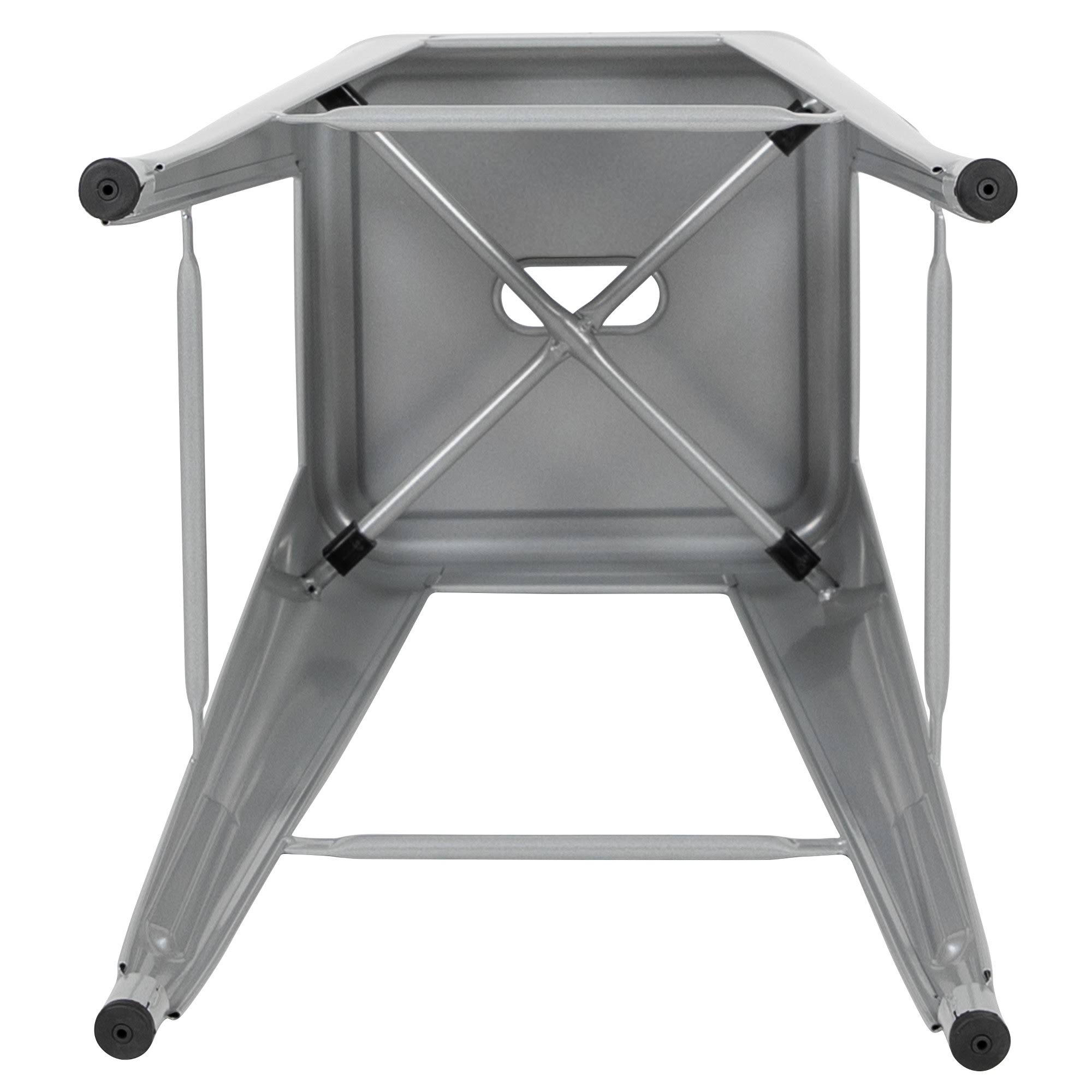 Emma + Oliver Bar Stool, Silver, Set of 4, Size: 17 W x 17 D x 30 H