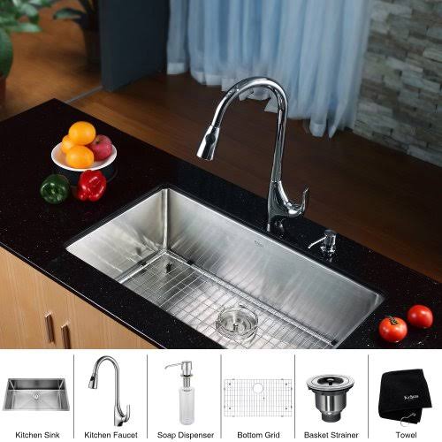 Kraus KEF-14700-PU-10CH Illusio Single Lever Vessel Bathroom Faucet with Pop Up Drain Chrome