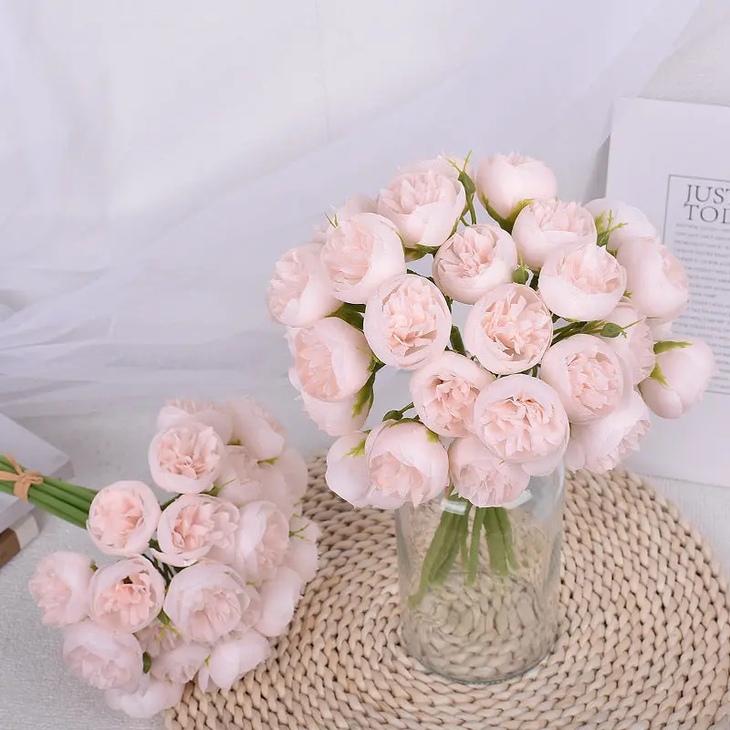 Tea Rose & Peony Silk Bouquet – 27-Head Statement Arrangement for Altars & Entryways