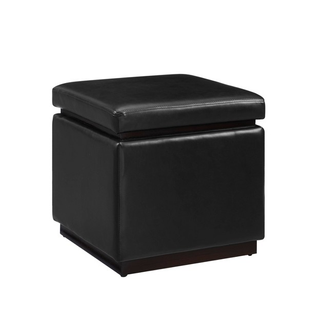 Lucinda Square Faux Leather Ottoman Linon