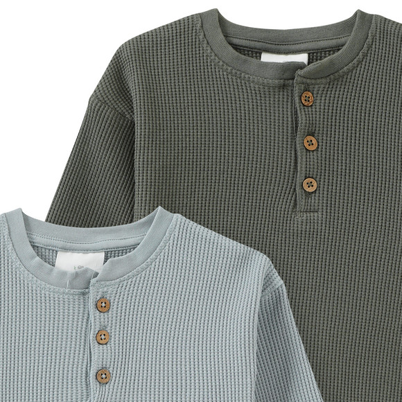 Topomini Pure Collection 2 Baby Langarmshirts aus Waffel-Piqué