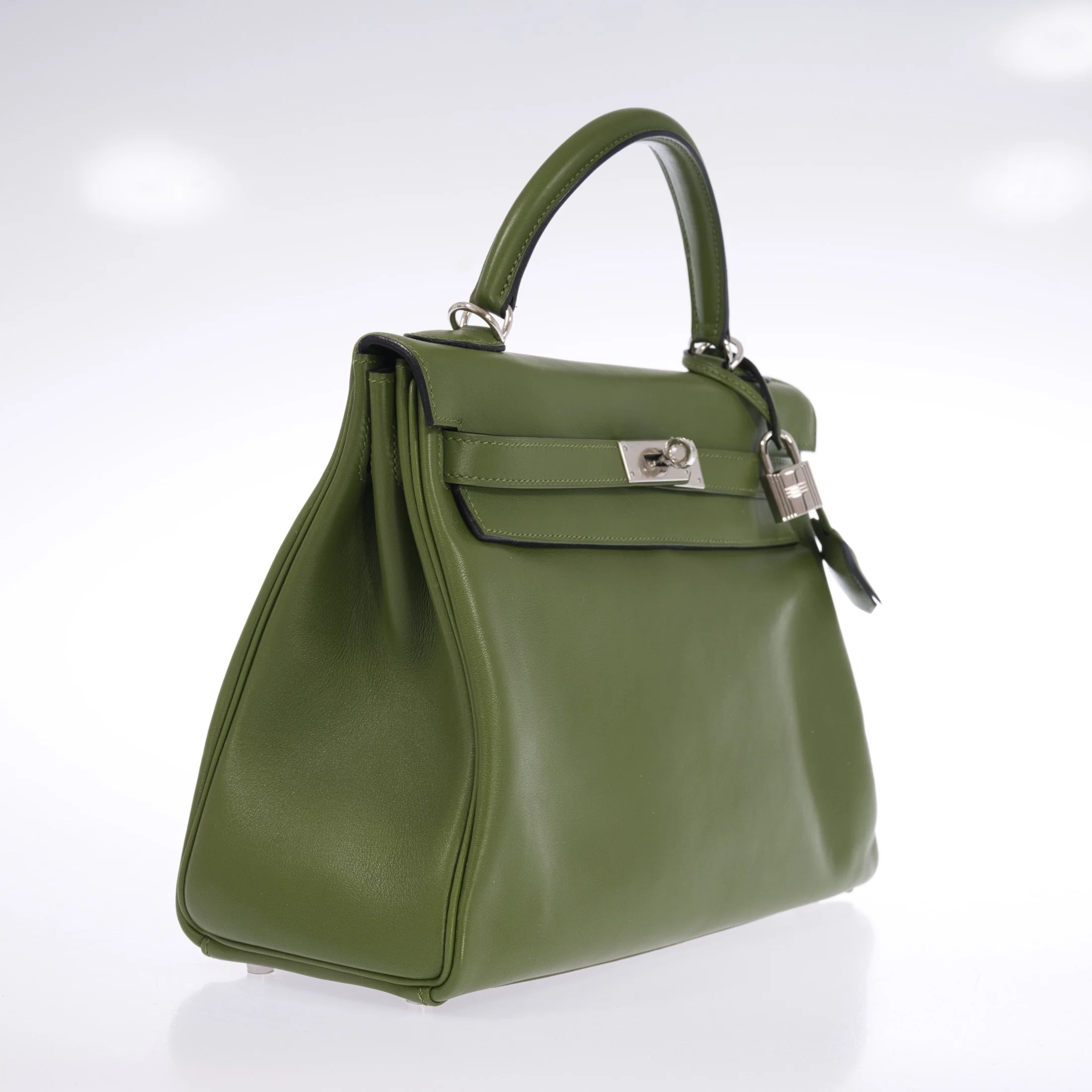 Hermès Kelly 32 Retourne Vert Pelouse Swift Palladium Hardware