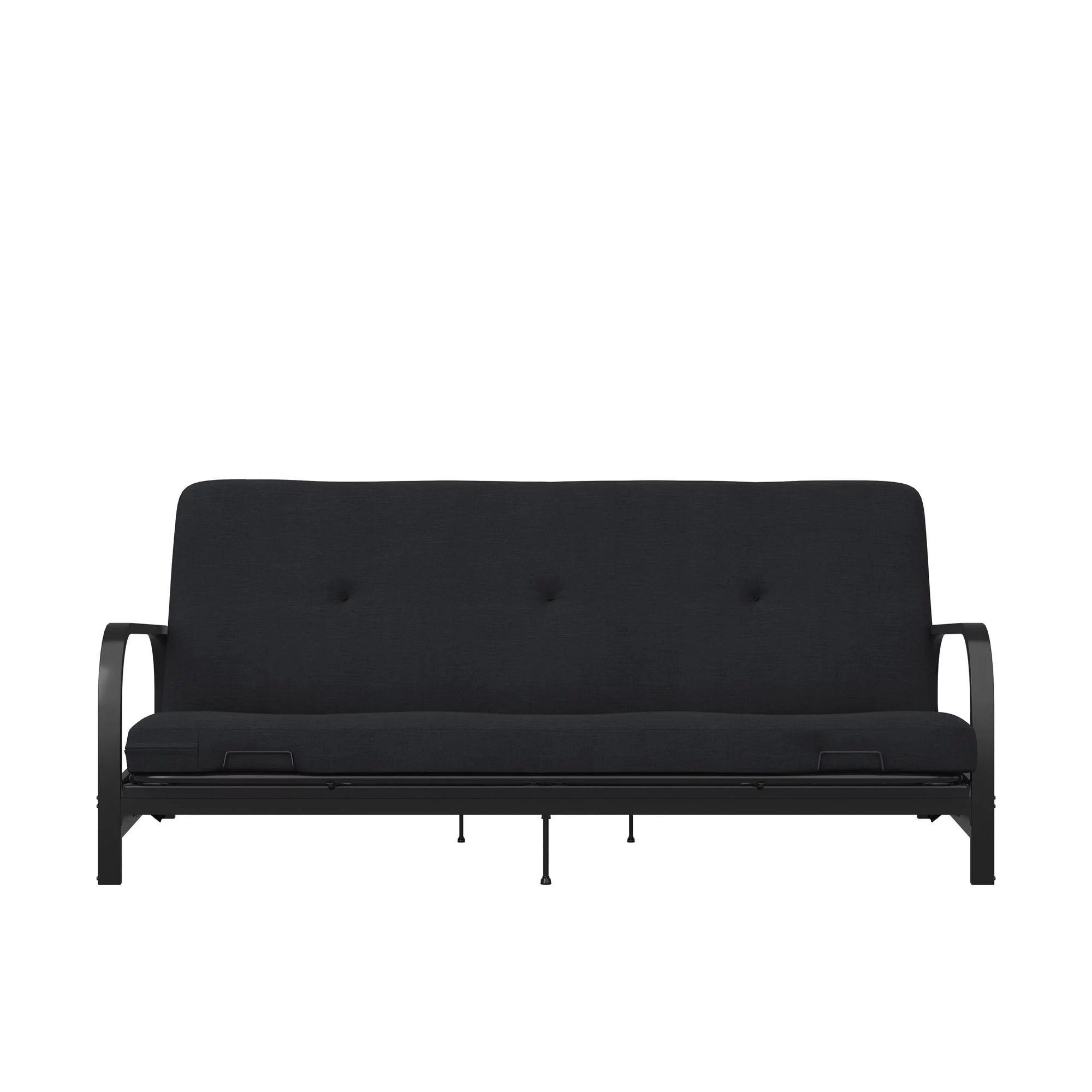 Caddie 6-Inch Futon Mattress with Tufted Cover and Recycled Polyester Fill, Full, Black Linen