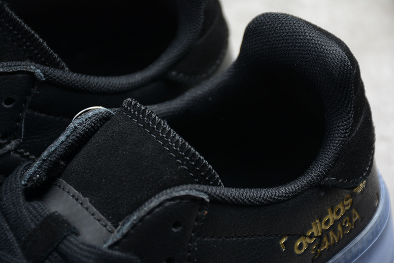 Adidas Samba Rm Shoes Core Black/Shock Cyan/Gold BD7476